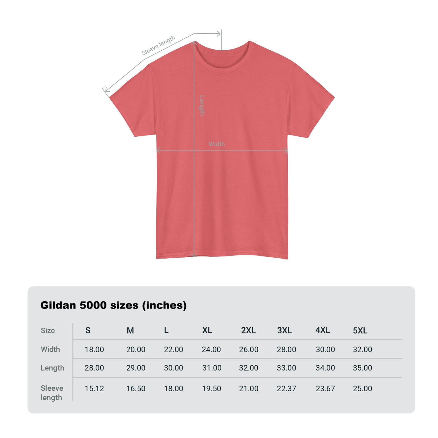 Coral Silk Color Unisex Heavy Cotton Blank Tee